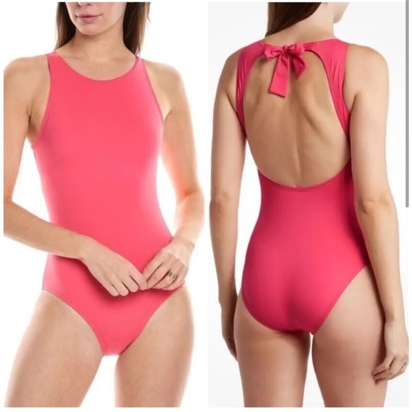 New Tommy Bahama Pearl High Neck One Piece Swimsuit in Coral Coast Sz 4 - Picture 2 of 9